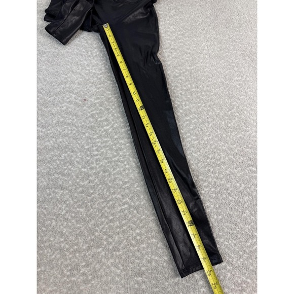 Spanx Pants Leggings Womens Medium Black Faux Leather High Rise Ankle Shaping - Picture 6 of 9